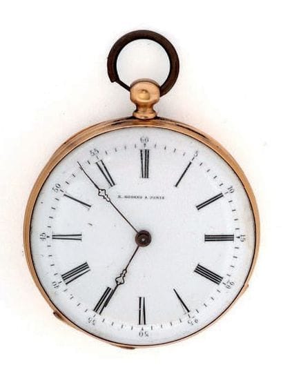 Montre à cylindre en or signée 'E. Godeau...