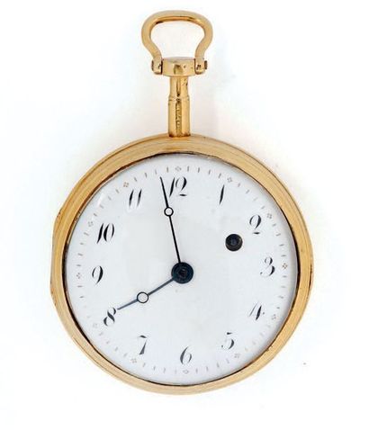 Montre à verge émaillée signée (mouvement),...