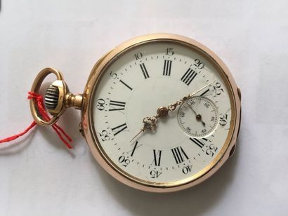 Montre à ancre en or (pb. 90gr) avec seize...