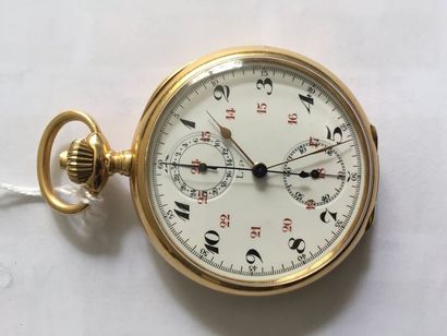 Montre-chronographe en or (pb. 62gr), à décor...