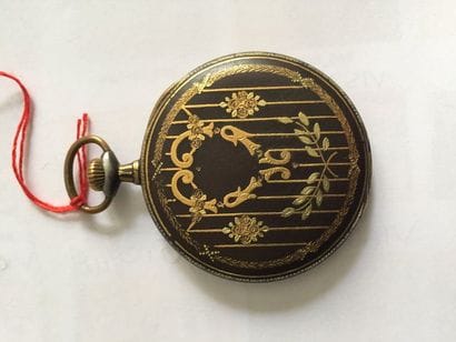 Montre à ancre en acier noirci, le fond avec...