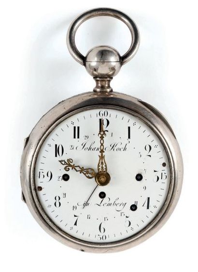 Montre de carrosse en argent à quantième,...