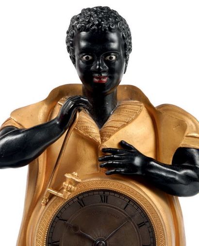 Le Nègre fumeur', pendule-automate en bronze...