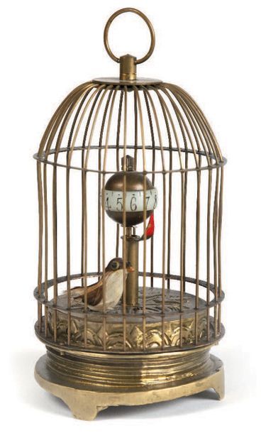 Pendulette 'L'oiseau dans sa cage'.H. 14,...