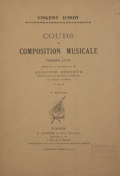 D'INDY, Vincent & SERIEYX, Auguste.
Cours...