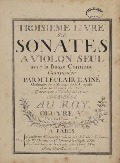 LECLAIR, Jean Marie.
Premier livre de Sonates...