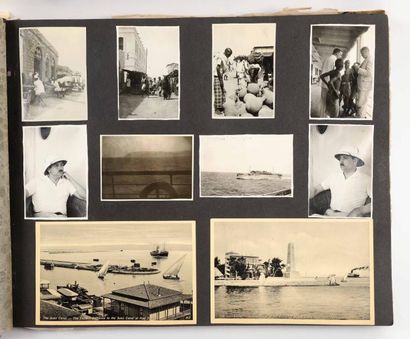 [VOYAGES]. Album avec couverture en tissu...