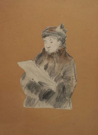 Attribué à FORAIN
Femme à la lecture Crayon...