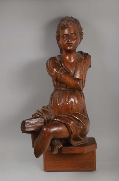 H.65 cm L. 33 cm.
Ange thuriféraire assis...