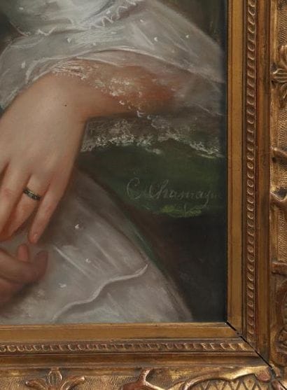 H.73 x 60 cm. CHAMAGNE C. Portrait de de...