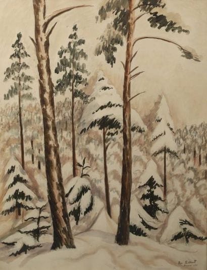 Ben SILBERT (1893-1940)
Les sapins enneigés
Aquarelle.

Signée...