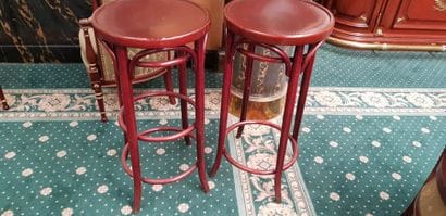 2 tabourets de bar 4 pieds bois courbé de...