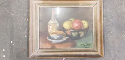 J. BIECHOF ( ? ), nature morte, pastel sur...