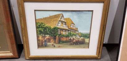 M. CHARVAT ( ? ), deux gouaches sur papier,...
