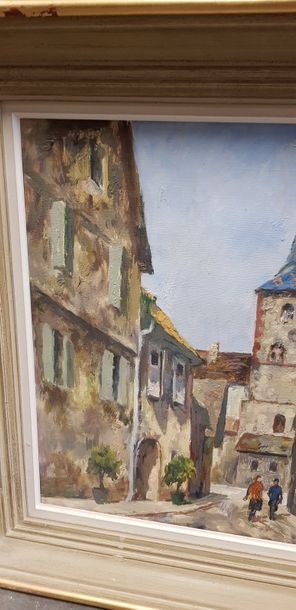 Luc HUEBER ( 1888-1974 ), rue de village...