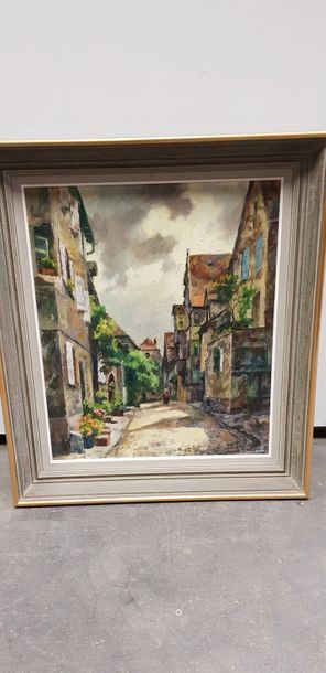 Luc HUEBER ( 1888-1974 ), rue de village,...