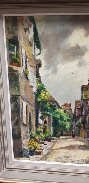 Luc HUEBER ( 1888-1974 ), rue de village,...