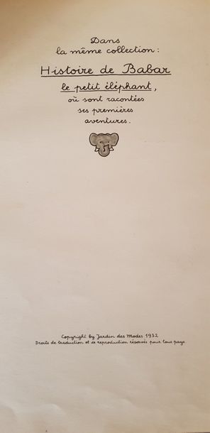 BRUNHOFF (Jean de)



Le Voyage de Babar....