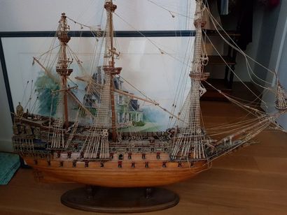 Maquette bateau 3 mâts. L. 104 cm