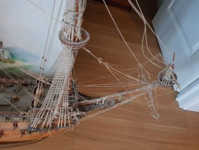 Maquette bateau 3 mâts. L. 104 cm