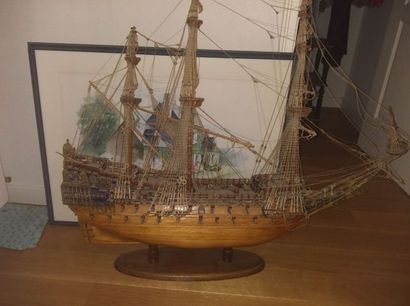 Maquette bateau 3 mâts. L. 104 cm