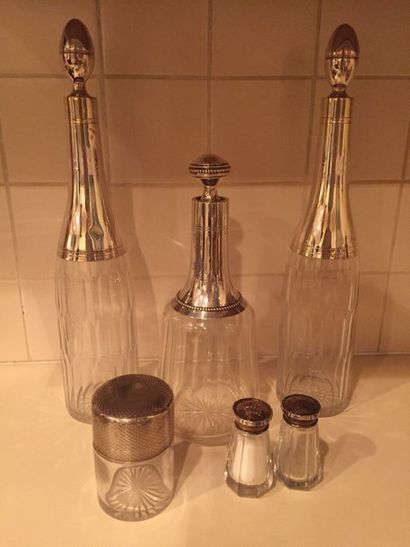Ensemble de pièces en cristal et argent,...