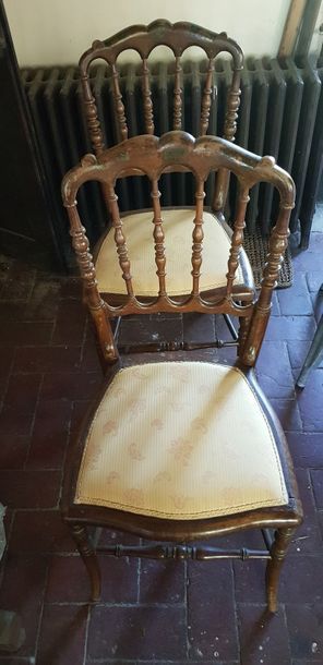 Ensemble Napoléon III en bois noirci et peint...