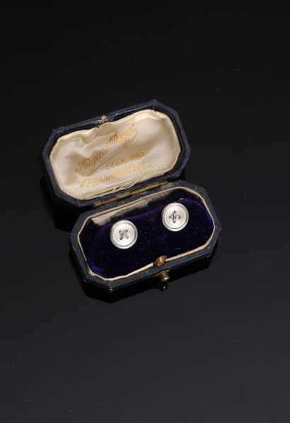 Paire de boutons de col en or 14K (585°/00)...