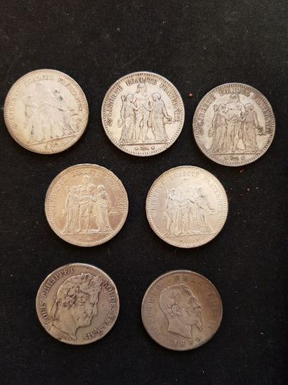 Lot de 5 pièces de 50 F HERCULE argent.

On...