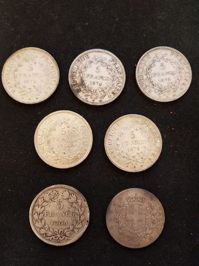 Lot de 5 pièces de 50 F HERCULE argent.

On...