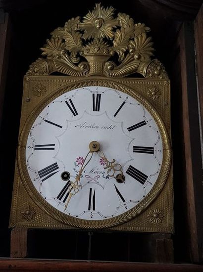 Horloge Comtoise : caisse en bois naturel,...