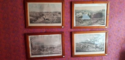 Suite de 4 gravures réhaussées d’après ALKEN...