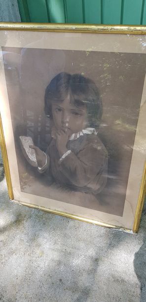 Jeune-homme à la tartine, Crayon-fusain et...