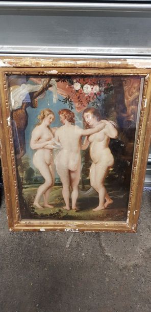 Les 3 Grâces, Huile sur panneau. On joint...