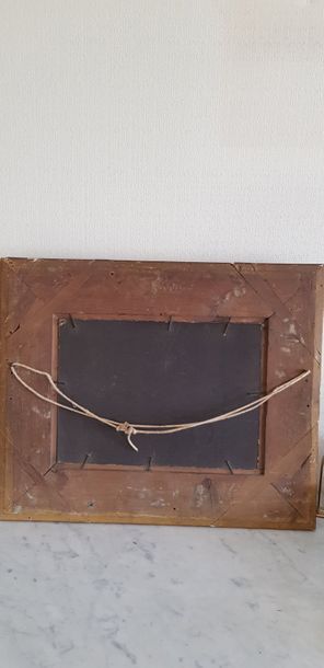 Une huile sur panneau, vue de village, signé...