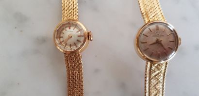 2 montres de dame en or, on y joint un ensemble...