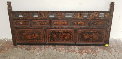 Chine, important élément décoratif en bois...
