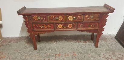 Chine Xxème s., Meuble desserte à 4 tiroirs,...