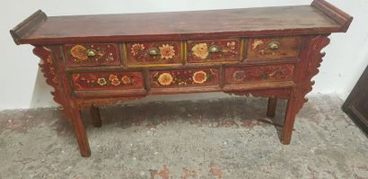 Chine Xxème s., Meuble desserte à 4 tiroirs,...