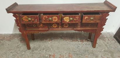 Chine Xxème s., Meuble desserte à 4 tiroirs,...