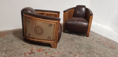 Paire de fauteuils de style art déco en bois,...