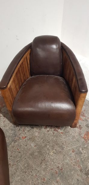Paire de fauteuils de style art déco en bois,...