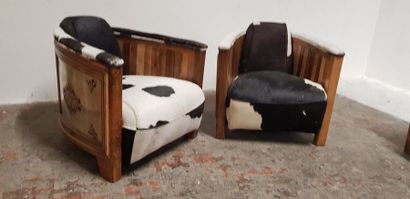 Paire de fauteuils de style art déco en bois,...