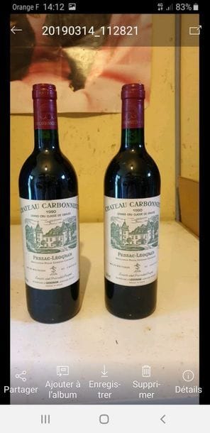 2 bouteilles CHÂTEAU CARBONNIEUX - CC Graves...