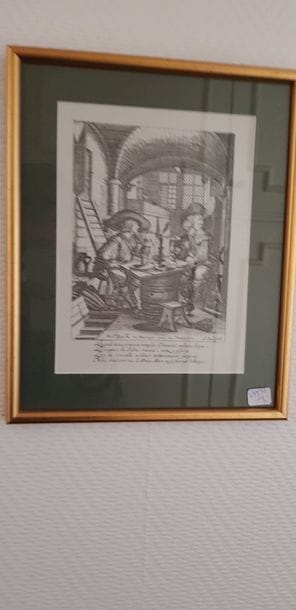 5 gravures (tirages tardifs) coupées, encadrées...