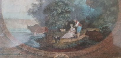 Couple de bergers, Gravure réhaussée d’après...