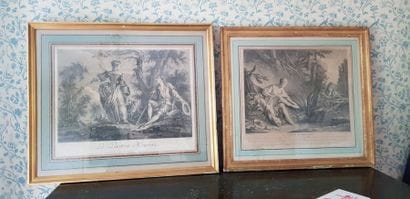 Deux gravures en noir dans le goût du XVIIIème...
