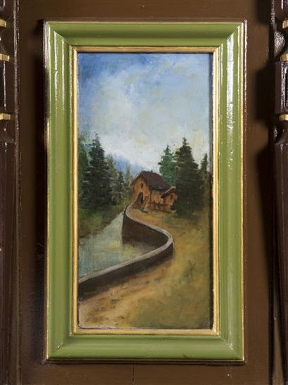 Bar de forme élliptique en bois laqué souligné...