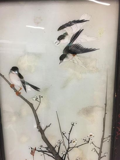 CHINE vixé sous verre
119 x 28 cm