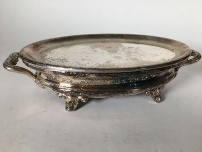 Chauffe plat ovale en métal argenté